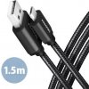 AXAGON BUMM-AM15AB, HQ kabel Micro USB USB-A, 1.5m, USB 2.0, 2.4A, ALU, oplet, černý