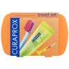 Curaprox Travel Set zubná kefka + CPS medzizubné kefky 2 ks + zubná pasta 10 ml darčeková sada, oranžový