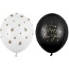 Party Silvestrovské balóny 30 cm, čierno-biele s potlačou, 50 ks