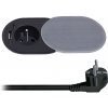 Solight PP124C-PD20, vstavaná zásuvka s posuvným viečkom, 2m, strieborná PP124C-PD20