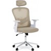 Autronic KA-K2031 BGE Kancelárska stolička, béžová sieťovina, biely plast, kolieska na tvrdé podlahy, 2D podrúčky