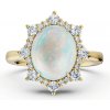 Zlatý dámsky prsteň DF 5915 zo žltého zlata, s opálom a briliantmi 60