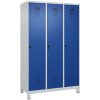 Šatňová skriňa C+P Cabo-Plus na nožičkách, 3 oddelenia, 1200 x 500 x 1950 mm, sivá/modrá