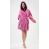 Dámský župan krátký s kapucí Panda - tmavě růžová - M