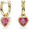 Swarovski Romantické pozlátené náušnice 2v1 Srdce Chroma 5684760