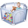 Detská ohrádka šesťuholníková, skladacia, sivá (Ohrádka pre deti na bezpečné hranie doma aj ako suchý bazén s loptičkami)