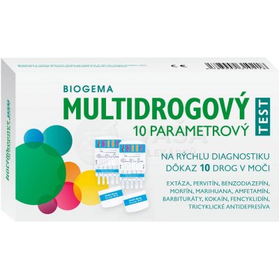 Biogema Multidrogový Test 10 Parametrový na rýchlu diagnostiku 10 drog v moči 1x2 ks