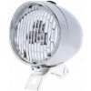 PREDNÁ LED CYKLISTICKÁ LAMPA NA BATÉRIE RETRO CHRÓMOVANÁ S DRŽIAKOM ZD14B