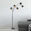 Reality Leuchten Stojacia lampa Tommy, čierna/zlatá, výška 200 cm, 5 svetiel, látka - R46330579