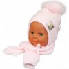 Baby Nellys Zimná čiapočka s šálom chlupáčková Bambulka sv. ružová/sv. ružová