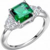 Diamonfire Strieborný prsteň Emerald R3998