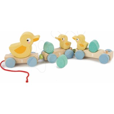 Tender Leaf Toys vláčik na ťahanie Pull Along Ducks s kačičkami a vajíčkami