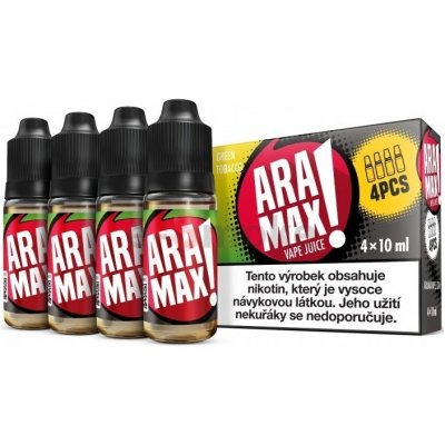 4-Pack Green Tobacco Aramax e-liquid, obsah nikotínu 12 mg