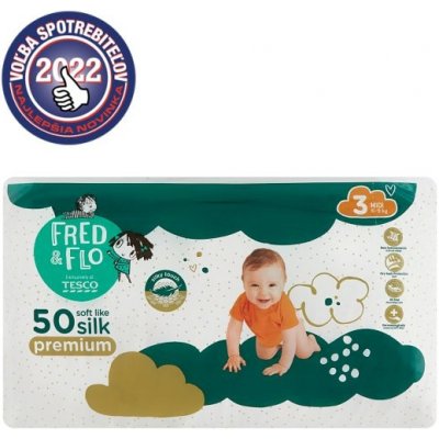 Tesco Fred & Flo Premium plienky 3 Midi 50 ks