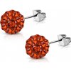 CITY STORM Náušnice Shamballa oranžové - 6 mm + darčeková krabička zadarmo