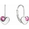 Evolution Group strieborné srdiečkové náušnice s kryštálmi Swarovski 31299.3 Rose