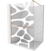 Mexen Kioto+, sprchová zástena Walk-In s poličkou a vešiakom 110 x 200 cm, 8mm číre sklo biely vzor, medený matný profil, 800-110-121-65-97