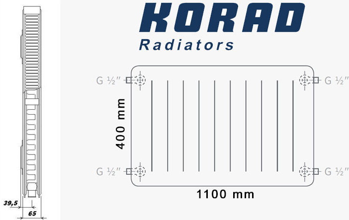 Korad Radiators 21K 400 x 1100 mm