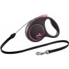FLEXI Black Design Vodítko ružové M - 5 m do 20 kg - lano