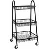 Verk 27489 Trojposchodový kovový regál na kolieskach 78 x 40 x 32 cm, čierny