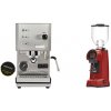 Profitec GO, brushed stainless steel + Eureka Helios 75, ferrari red