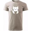 Mačka drží srdce pánske tričko ľadovo sivá