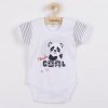 NEW BABY Dojčenské body s krátkym rukávom Panda Sivá