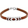 Silvego Kožený náramok Cling v hnedej farbe so striebornou doštičkou PRZ0024BBR