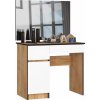 Ak furniture Kozmetický stolík so zrkadlom P-2/SL Aj dub craft / biely