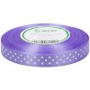 Stuha saténová fialová s bielymi bodkami 1,2 cm / 1 m