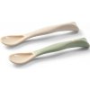 BabyOno Silikónové lyžičky pre deti, mäkké, flexibilné 2 ks, béžová/mätová