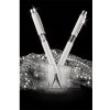 Guľôčkové pero, Crystals from SWAROVSKI®, biele, s bielymi krištáľmi v strede tela, 14cm