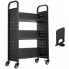 Vozík na knihy, nosnosť 150 kg, 3-poschodový, na otočných kolieskach, čierny