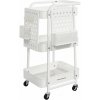 Kuchynský vozík, 3 kovové sieťované police, servírovací vozík, 32,3 x 43,3 x 73,9 cm, biely