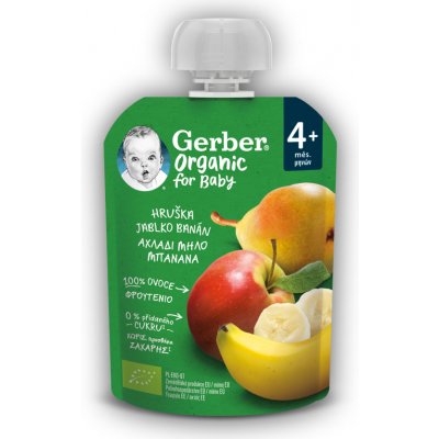 Gerber Organic kapsička hruška jablko a banán 90g