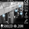 Vianočná led svetelná záclona na spájanie vonkajšia flash - 500led - 20m - studená biela / studená biela