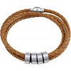 Silvego Kožený pletený náramok Dandee v karamelovej farbe s chirurgickou oceľou RRC1355