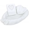 Luxusné detské hniezdočko s vankúšikom a perinkou New Baby Minky Srdiečko biele