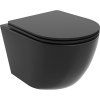 Mexen Lena, závesná WC misa 490x360x340 mm, Rimless Tornádo + WC sedadlo z duroplastu, čierna matná, 30221085T