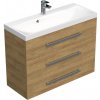 Kúpeľňová skrinka s chrómovými úchytmi a umývadlom SAT Cube Way 100x71x40 cm dub Hickory mat CUBE21003DH