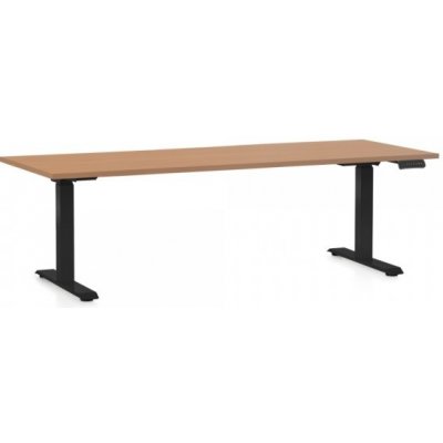 Rauman Výškovo nastaviteľný stôl OfficeTech D 200 x 80 cm čierna podnož buk