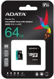 ADATA MICROSDXC 64GB AUSDX64GUI3V30SA2-RA1 od 6,22 € - Heureka.sk