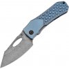 Kansept Loki Damascus,Blue Anodized Ti with Frag Pattern K1058B7