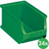 Allit Plastové boxy PLUS 3, 150 x 235 x 125 mm, zelené, 24 ks