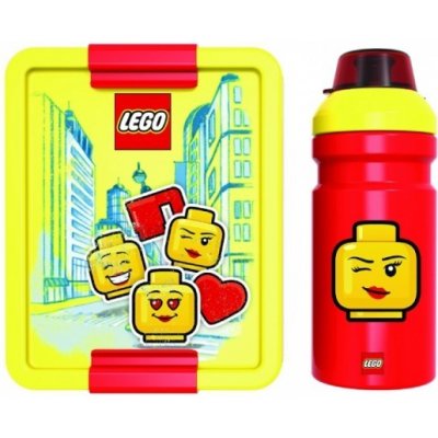 LEGO ICONIC Girl desiatový set (fľaša a box) - žltá/červená