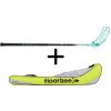 Salming SALMING HAWK ULTRALITE F32 + FLOORBEE SHOTGUN 2.0 černá / tyrkysová, Pravá (pravá ruka dole), 87cm (=97cm)
