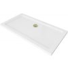 Mexen Flat obdĺžnikový sprchový kút slim 140 x 70 cm, biely, sifón zlatý - 40107014G