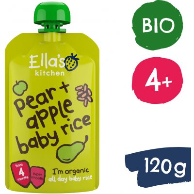Ella's Kitchen Bio Dětská rýže hruška a jablko kapsička 120 g