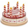 Tender Leaf Toys TL8283 Chocolate Birthday Cake drevená čokoládová torta 6 kúskov so 6 sviečkami na tanieri