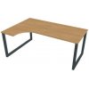 Pracovný stôl UNI O, ergo, pravý, 180x75,5x120 cm, dub/čierna